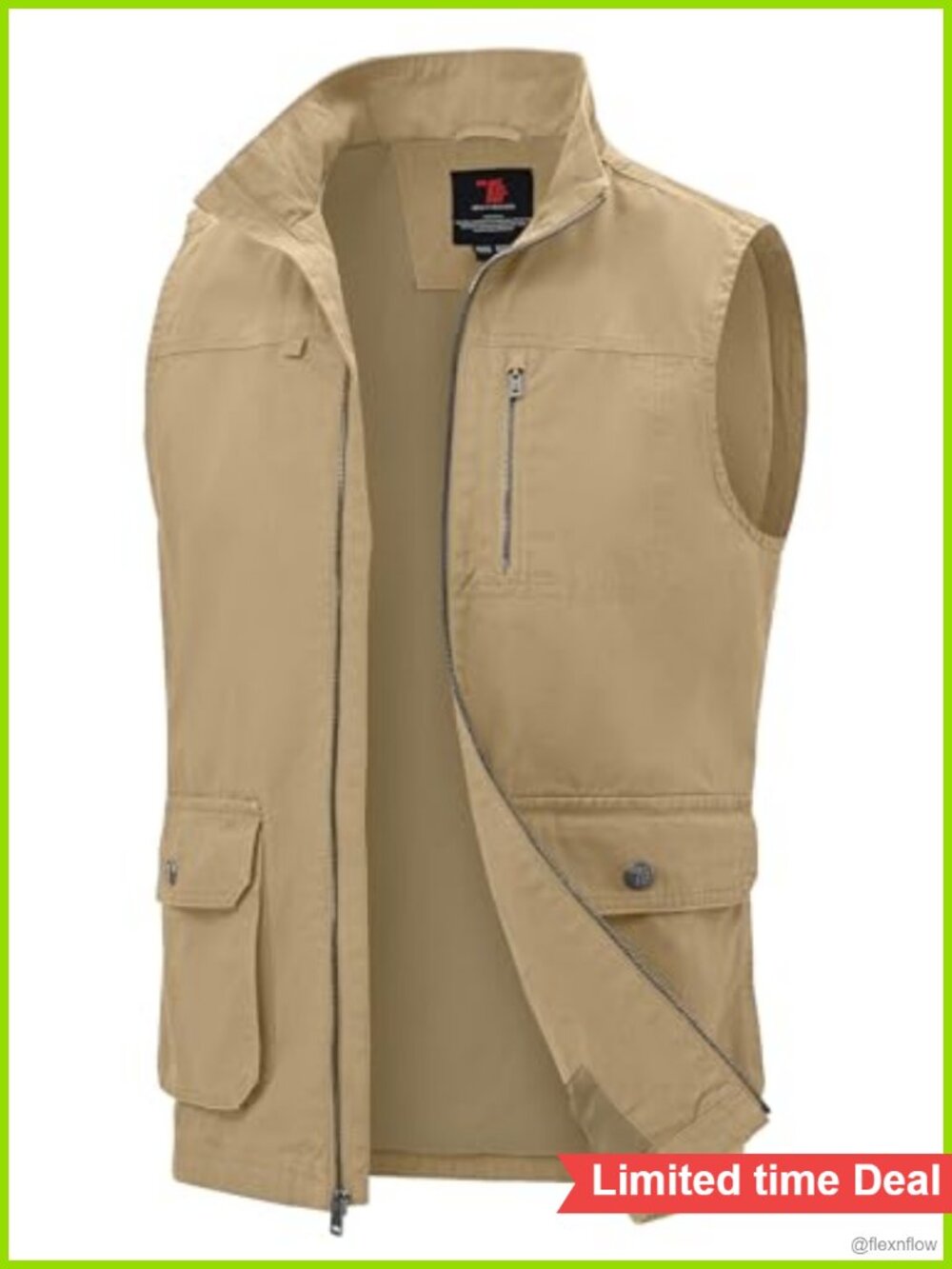 Men's Lightweight Cotton Vest Sleeveless Casual Fishing Outerwear with 4 Pockets